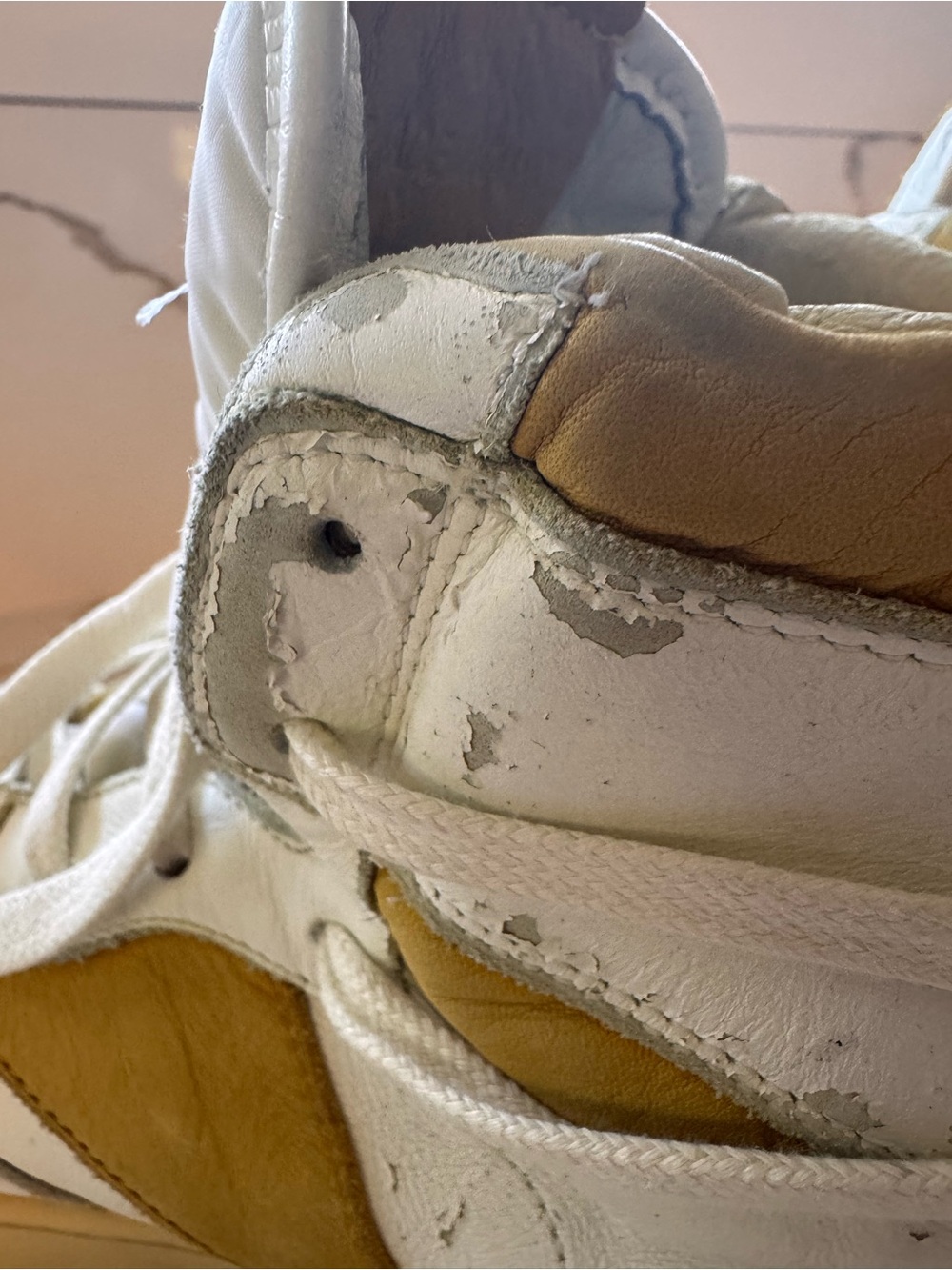 Rhude Rhecess Hi White/Yellow Leather Sneakers - Size 12 - Picture 9 of 16